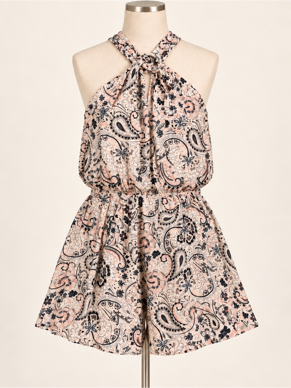 Kendall & Kylie Pink Paisley Halter Romper Size S NWT